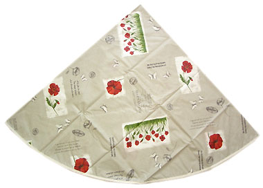 French Round Tablecloth Coated (coquelicot / poppy. grey) - Click Image to Close